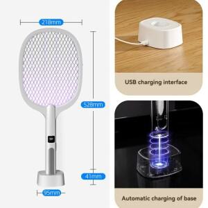 2025 4000V 충전식 전기 모기 라켓 분리형 휴대용 자동 Swat 모드 Type-C 플라이 찰싹 때림