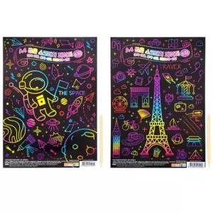 A4 금은 스크래치 페이퍼 8개/카드/그림판/아트북/도안/놀이/미술/그리기