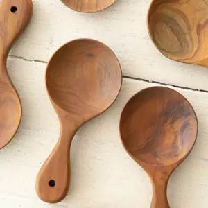 티크나무 원손 둥근 주걱 1p우드스패출러 밥주걱 가정용 옷칠 칠밥 고급 고급밥 조리도구 스출러