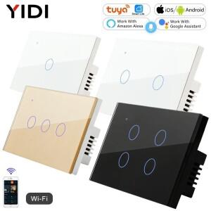 TUYA 스마트 라이프 홈 와이파이 야간 조명 유리 스위치 IR 미국 이스라엘 AU 표준 220V 터치 벽 램프 널