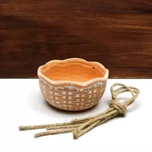 모던 브라운 행잉 토분 화분 (바구니) 중 D14x7cm식물 인테리어 소품 정원 꾸미기 장식 디자인