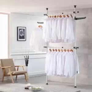 [라일리생활건강] Rly 2단 폴 행거 38mm 의류매장행거 기둥옷걸이