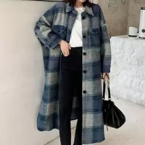 [라일리여성의류] Rly 여성오버핏코트 체크셔츠형 봄가을외투