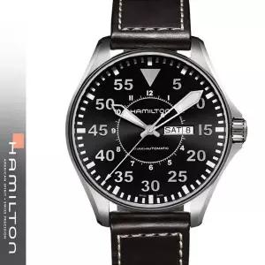 [해밀턴] 카키 에비에이션 파일럿 남자시계 H64715535 가죽밴드