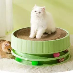딩동펫 고양이 스크래쳐 평판형 장난감 놀이터 3단 볼