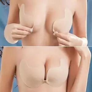 [셀러허브]앞후크 웨딩 누드브라 오프숄더 접착가슴골메이커 속옷 왕뽕브라 니플 수영복 웨 (S38647080)