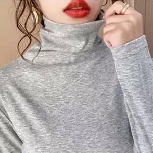 여자 기본 스판 면 폴라 티셔츠 반목 하프 터틀넥 (KYR-WFFWKTK)