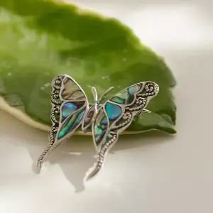 [하프클럽/바이데이지]바이데이지 나비 자개 실버 브로치 Bb0401R