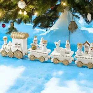 D74 원목 크리스마스 스노우 화이트 나무기차 기차 장