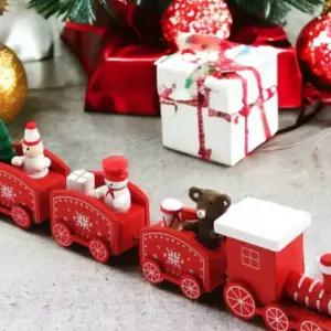D89 기차 미니어처 크리스마스 장식품 레일 우드 인테