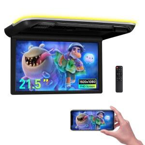 XTRONs 25인치 차량 오버헤드 플레이어 16 9 초박형 FHD IPS 스크린 지붕 장착 모니터 내장 스테레오 스피커 플립 다운 TV 지원