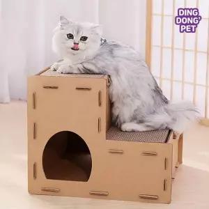 딩동펫 고양이 스크래쳐 하우스 캣타워 미니멀 2단