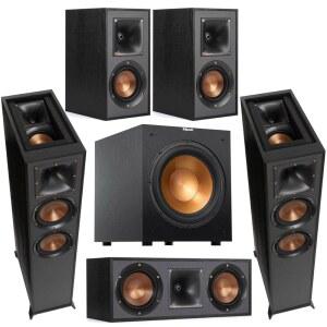 Klipsch 레퍼런스 시리즈 5.1 홈 시어터 팩, 2배 R-625FA 바닥 스탠드 스피커, R-52C 센터 채널 R-41M 책장 스피커(스피커 시스템 + 서브우퍼)