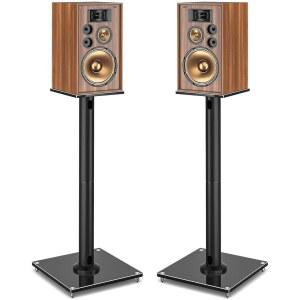 YOMT 유니버설 스피커 스탠드, 서라운드 사운드용 페어, 케이블 매니지먼트와 함께하는 28인치 바닥 22파운드 책장 위성 스피커, 1페어