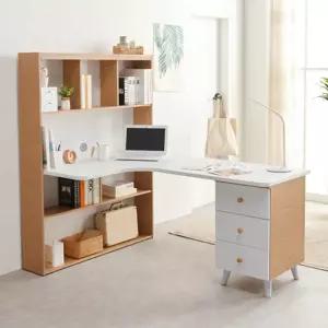 직장인 중학생 ㄱ자형 넓은 책상 책장세트 가정용 서재용 L자형 엘자