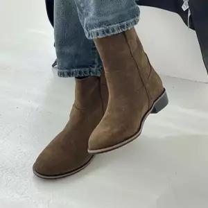 플랫앵클부츠 여성 기본 스웨이드 하프기장 웨스턴 앵클부츠 4fY