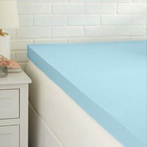 아마존 베이직 풀 매트리스 토퍼, 쿨링 젤 주입, CertiPUR-US 인증, 3인치, 파란색