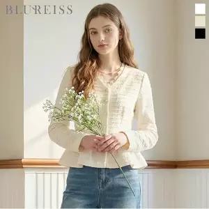 [블루레이스] V넥 티어드 엠보 블라우스_B6S1BL5311