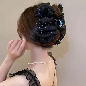올림머리 VUA450U4 포니테일 여자 망사 큐빅 빅사이즈 집게핀