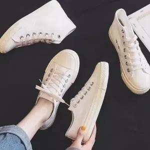 여성 캐주얼 하이탑 단화 올화이트 신발 스니커즈 캔버스 뮬캔버스화