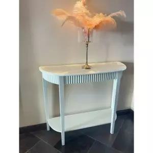 콘솔 엔틱 슬림 원목 반달 복도 테이블 진열대 선반 크림화이트 95 x 33 80 조립 필요