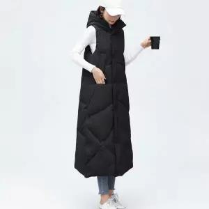 [하프클럽/]여성 하이넥 슬림핏 퀼팅 롱 패딩 조끼