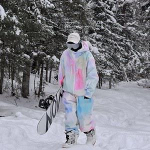 스노우보드복 세트 파스텔톤 방수 보드복세트 오버핏 160CM) 사이즈 방풍 에스(150 그라데이션 남자