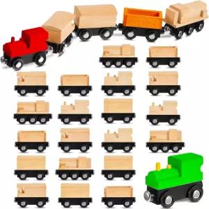 할로스큐메 30개 미완성 DIY 나무 기차 5가지 스타일 철도 페인트 프로젝트 생일 파티 테마 장식 가을 공예