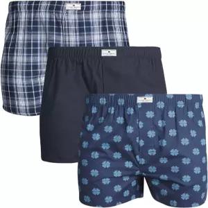 럭키 브랜드 남성 복서 반바지 - 기능성 플라이 속옷 복서를 위한 3팩 4인치 인심 우븐 코튼