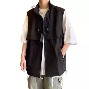 남성 패션조끼 민소매 라운드넥 엘럽 나사조끼 반팔티