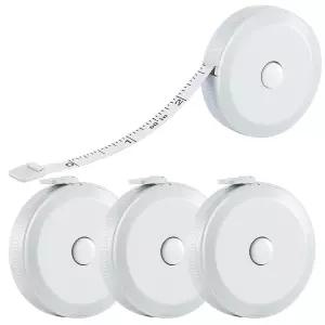 4팩 소프트 리트랙터블 측정 테이프 60인치 150cm 콜드 블루 이중 스케일 신체 측정용 재봉 재단사 천