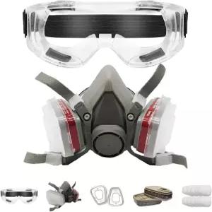 라우코 프리미엄 키트 - 페인트 기계 연마용 안전 안경이 포함된 재사용 가능한 하프 페이스 커버 세트