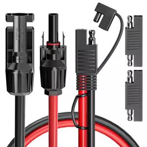 RV 카라반 배터리 충전기 키트용 2PCS 극성 역어댑터가 있는 SAE 어댑터 케이블 10AWG 태양광 패널