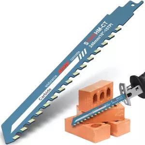 SOEWEKLAX 티타늄 카바이드 왕복 톱날 시멘트용 10인치 범용 철거 석조 블레이드 복합 패널 벽돌