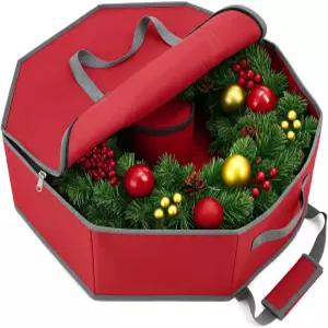 KYEVIS 크리스마스 화환 보관 용기 내부 포켓과 이중 손잡이가 있는 24인치 찢김 방지 방진 백 갈랜드 장식