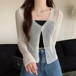 패션스타일 간절기 디자인 메쉬 여름 시스루 가디건