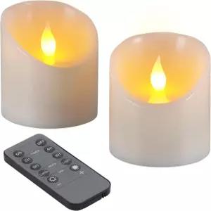 테디셀루 3 x3 깜박이는 불꽃 없는 양초 사실적인 LED 리모컨과 타이머가 있는 배터리 작동 페스티벌 웨딩