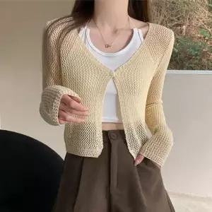 패션스타일 컬러 메쉬 가디건 여성 바캉스 망사 여름