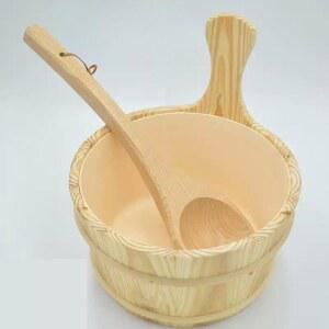 편백나무 바가지 미니 히노끼 바구니 사우나 목욕