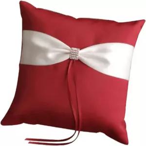 웨딩 링 베개 쿠션 베어러 화이트 레드 7.8 7.8인치