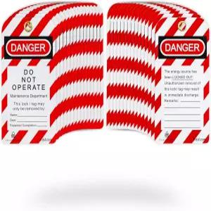 TRADESSAFE 잠금 태그아웃 태그 - 30개의 지퍼 타이 프리미엄 3 200만 비닐 태그아웃을 위한 OSHA 준수