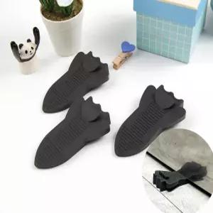 DIY자재 손잡이 부속 도어스토퍼 사무실 현관문 문닫힘방지 안전 고무 검정 1P