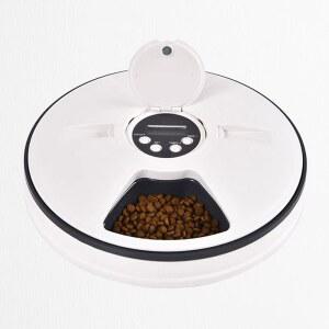 자동 회전 급식기 6칸 여행용 원목 건식 배식 애완동물 휴대용 대용량 그릇 간식
