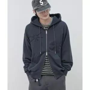 매장정품[브랜드명]MODERMENT 아플리케 워시드 오버핏 후드 집업 [차콜]MM_HJ_124CH108540