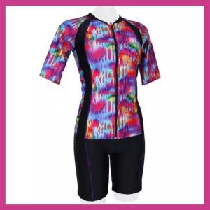 고급 브랜드 수영복 예쁜수영복 아쿠아로빅 엄마 수영복 반팔 투피스 홀로그램 온천 실내수영장