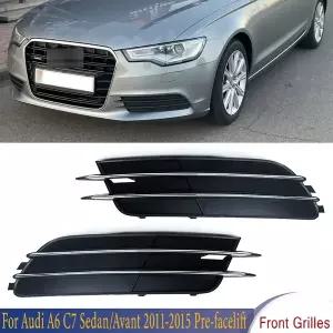자동차 그릴망 튜닝 앞 범퍼 그릴 커버 안개등 램프 마스크 Audi A6 C7 Sedan/Avant 2011- Pre-facelift