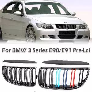자동차 그릴망 튜닝 BMW 호환 3 시리즈 E90 E91 프리 페이스리프트 2005-2008 320i 330 용 키드니 프론트