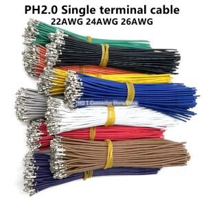 단일 헤드 전자 케이블 터미널 와이어 PH2.0 커넥터 2.0mm 피치 22AWG 10cm 100 개