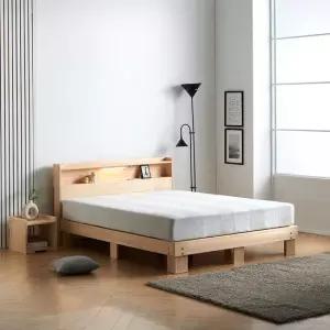 편백나무 원목 숨쉬는 통마루 LED수납 포레탑 독립양면 매트포함 퀸.더블침대