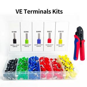 박스형 200-1900Pcs 전기 튜브 절연 단자 VE 관형 압착 와이어 케이블 커넥터 페룰 터미널